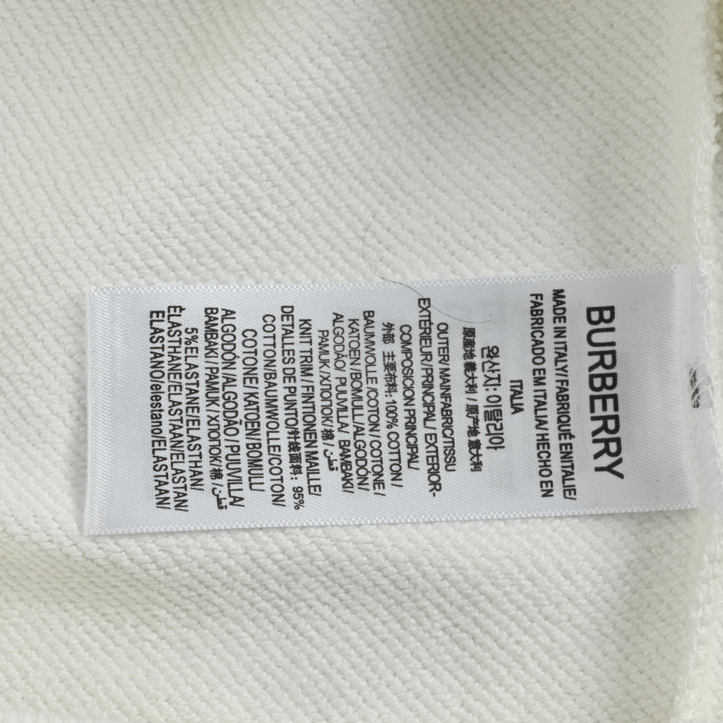 Burberry Micro-Logo Tartan-Spliced Cotton Crew-Neck Sweatshirt White