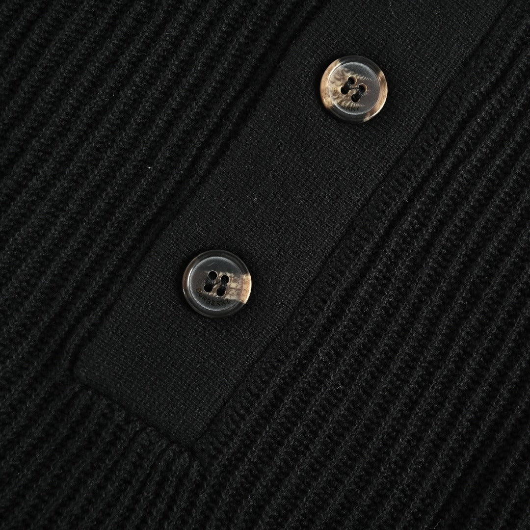 Burberry BBR Side Fine-Check Knit Polo Shirt Black