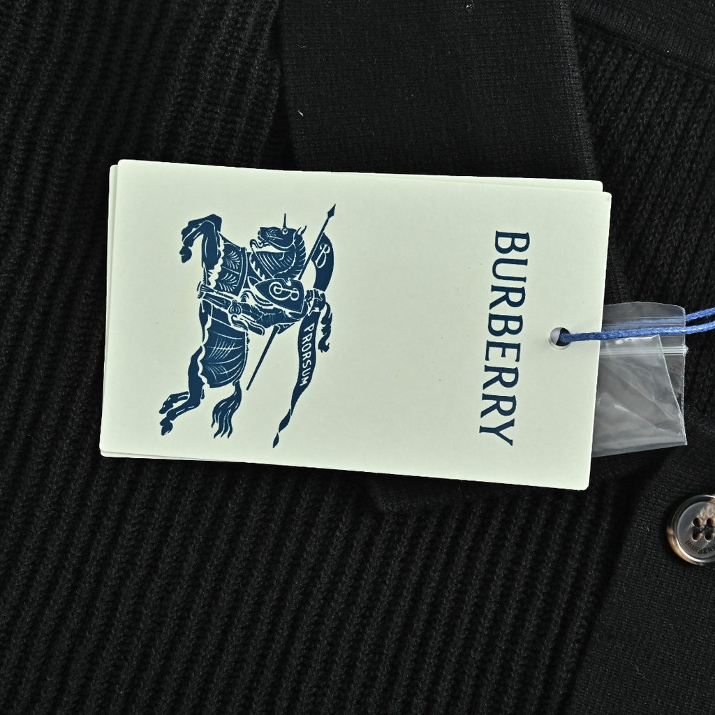 Burberry BBR Side Fine-Check Knit Polo Shirt Black