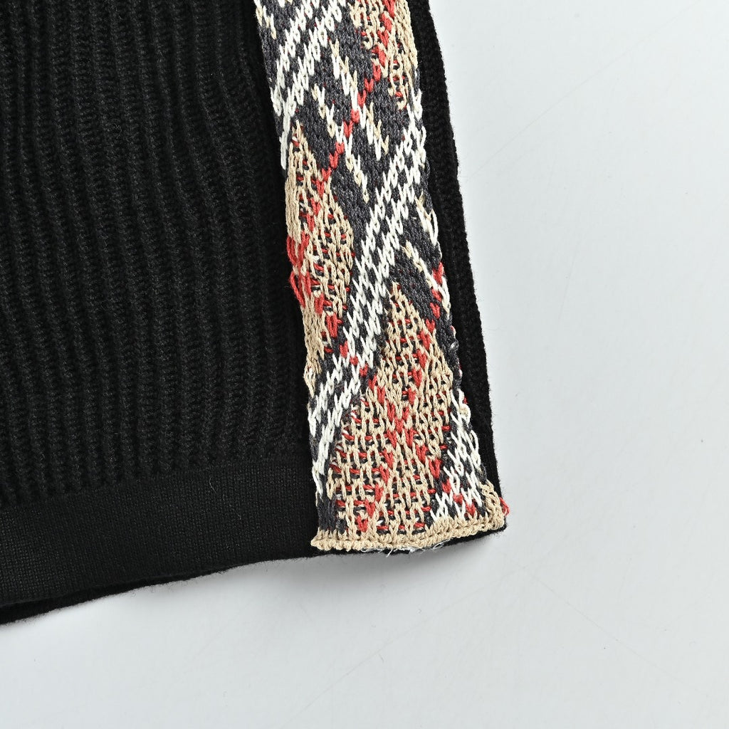 Burberry BBR Side Fine-Check Knit Polo Shirt Black