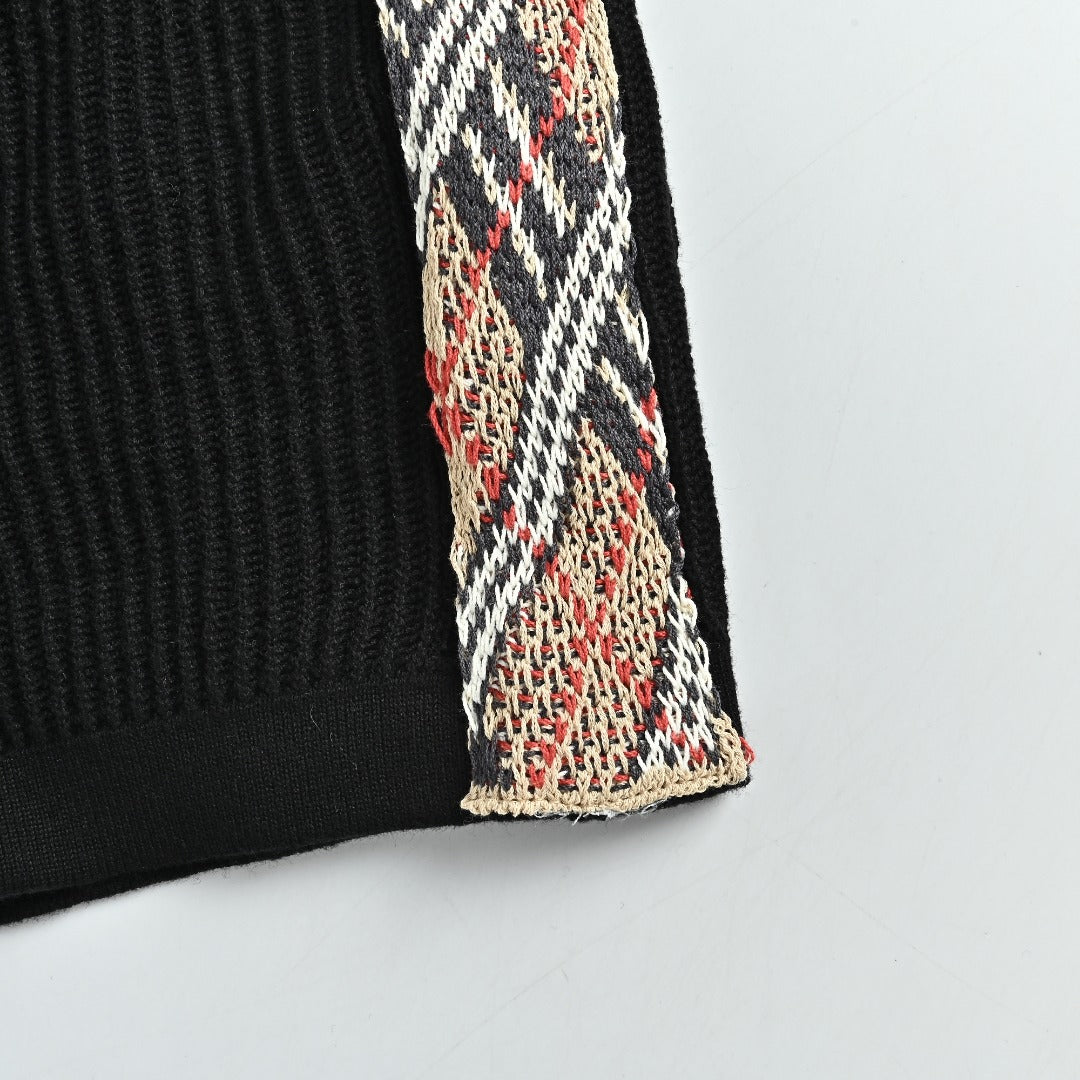 Burberry BBR Side Fine-Check Knit Polo Shirt Black