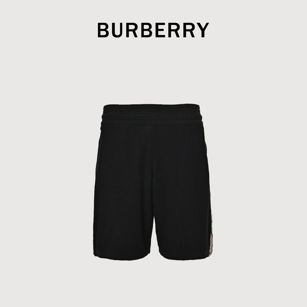 Burberry BBR Side Fine-Check Knit Shorts Black