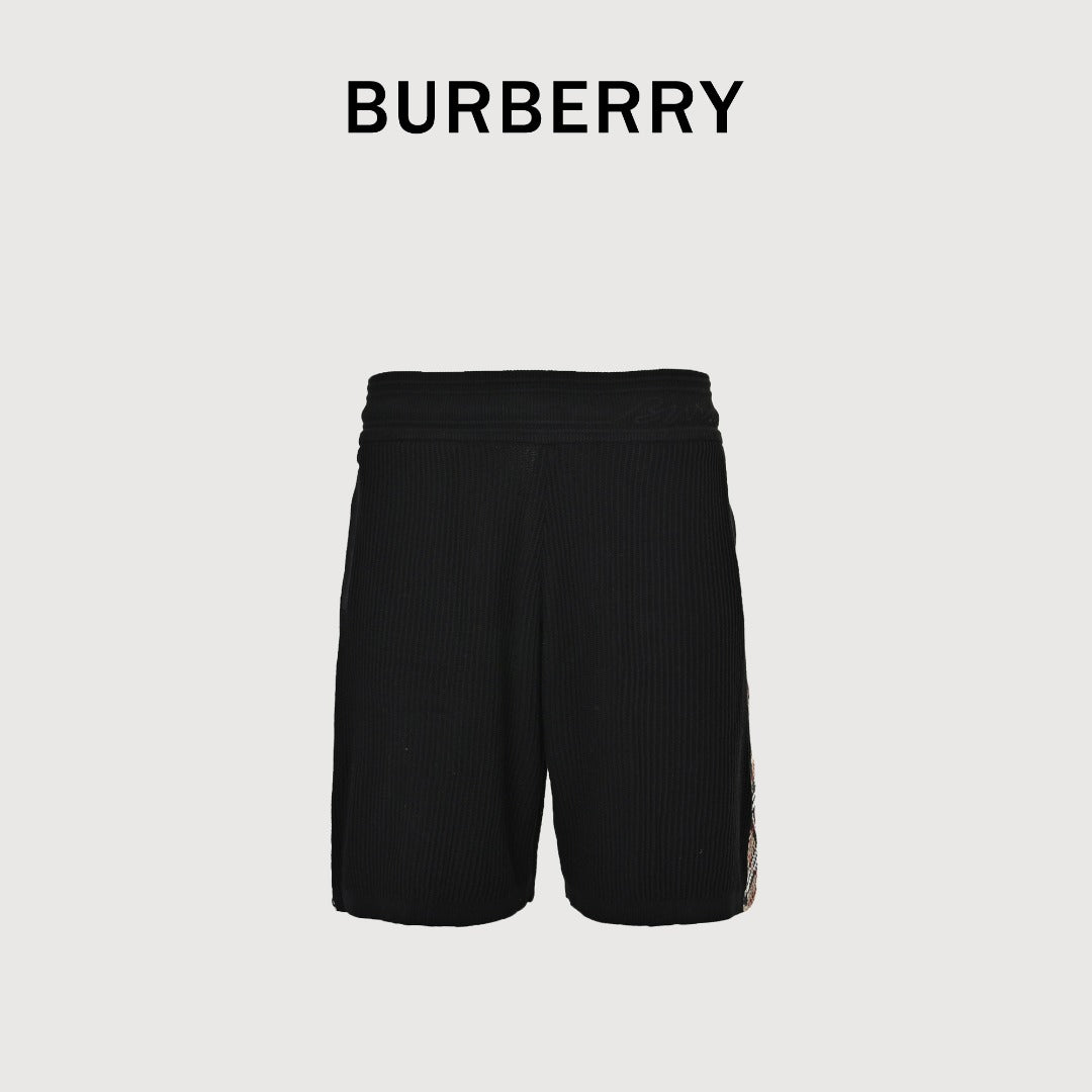 Burberry BBR Side Fine-Check Knit Shorts Black