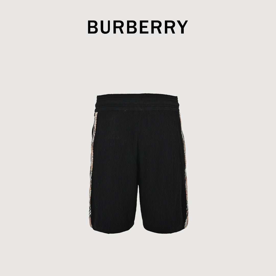 Burberry BBR Side Fine-Check Knit Shorts Black