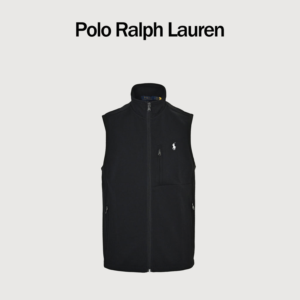 Ralph Lauren RL Polo Pony Embroidered Stand-Collar Reversible Vest Black
