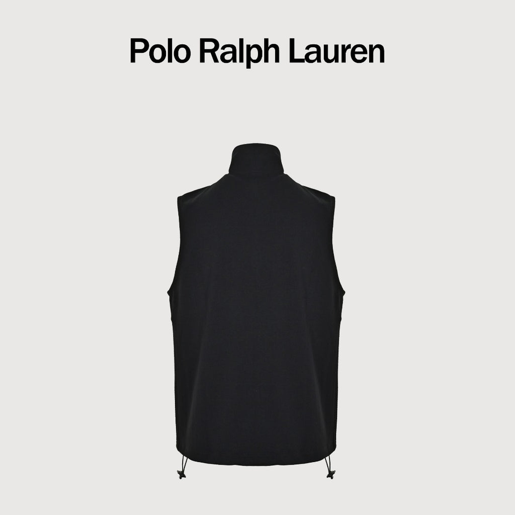 Ralph Lauren RL Polo Pony Embroidered Stand-Collar Reversible Vest Black