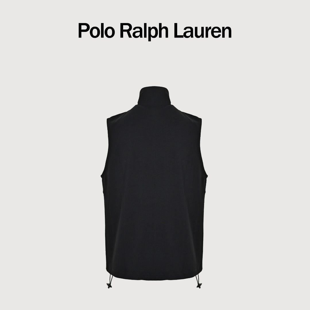 Ralph Lauren RL Polo Pony Embroidered Stand-Collar Reversible Vest Black