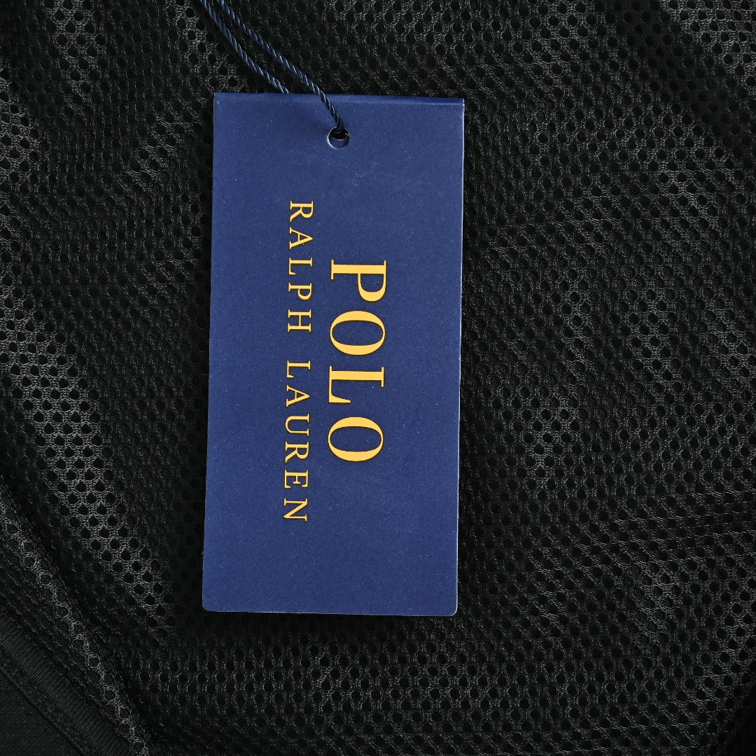 Ralph Lauren RL Polo Pony Embroidered Stand-Collar Reversible Vest Black