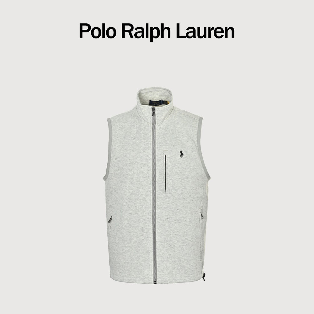 Ralph Lauren RL Polo Pony Embroidered Stand-Collar Reversible Vest Cream