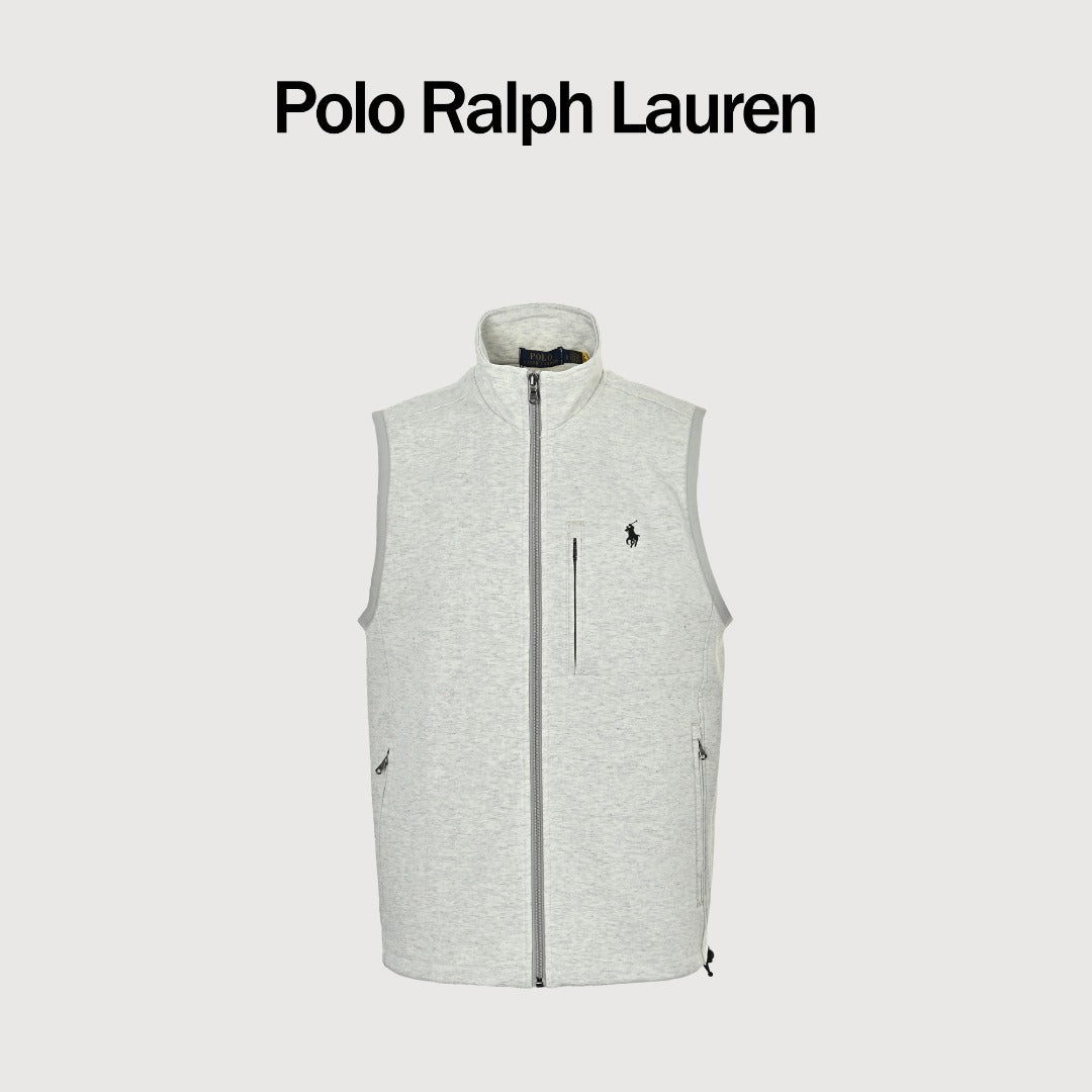 Ralph Lauren RL Polo Pony Embroidered Stand-Collar Reversible Vest Cream