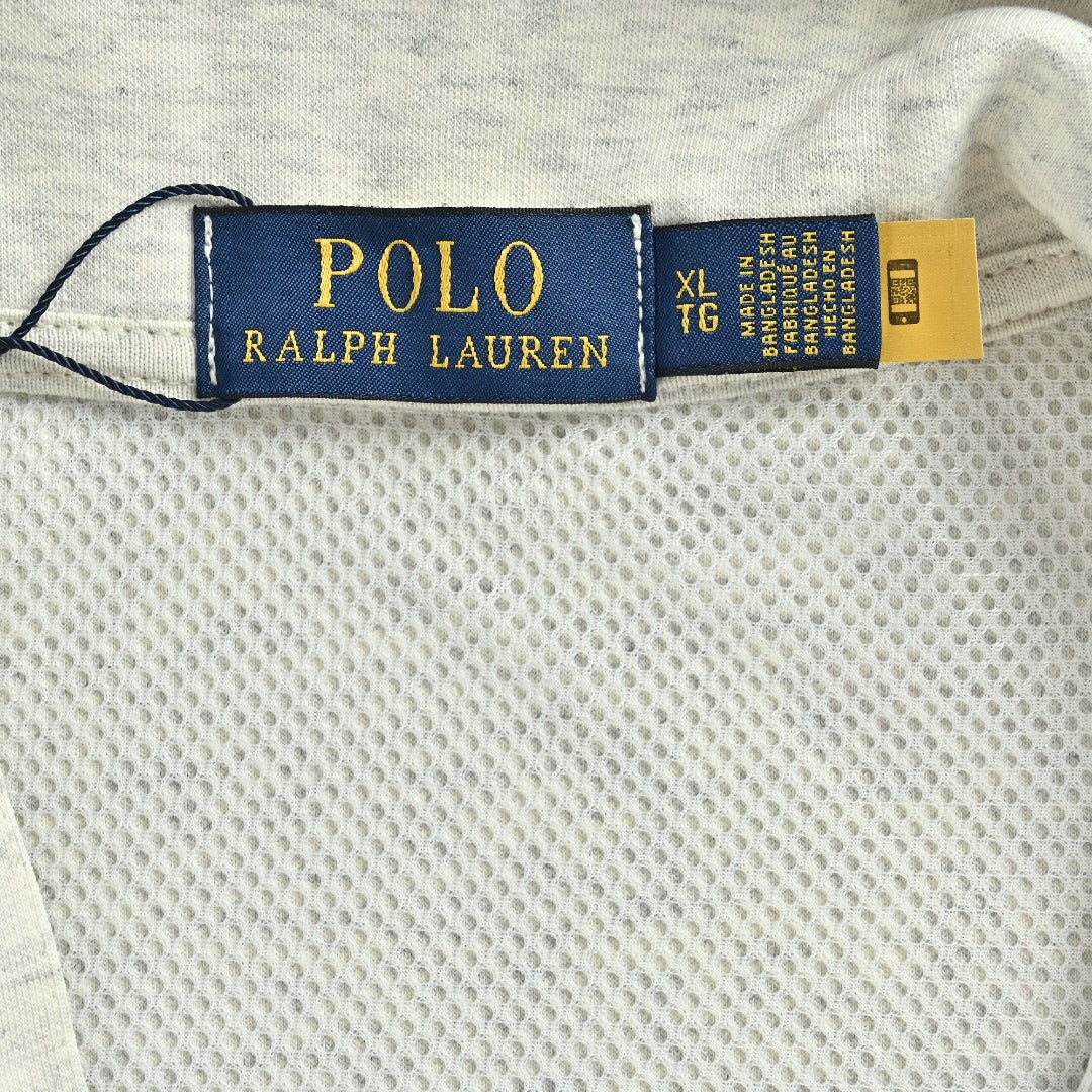 Ralph Lauren RL Polo Pony Embroidered Stand-Collar Reversible Vest Cream