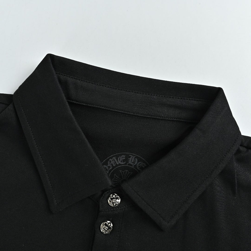 Chrome Hearts CH Sanskrit Horseshoe Print Short-Sleeve Polo Shirt Black