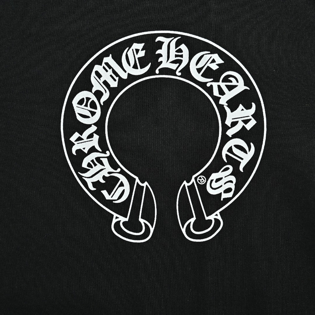 Chrome Hearts CH Sanskrit Horseshoe Print Short-Sleeve Polo Shirt Black