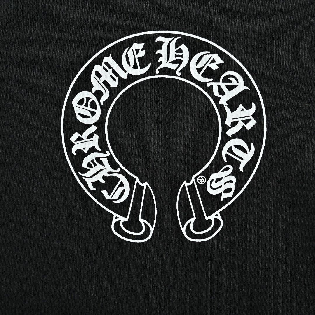 Chrome Hearts CH Sanskrit Horseshoe Print Short-Sleeve Polo Shirt Black