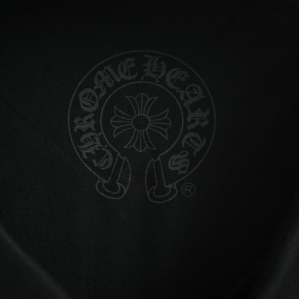 Chrome Hearts CH Sanskrit Horseshoe Print Short-Sleeve Polo Shirt Black