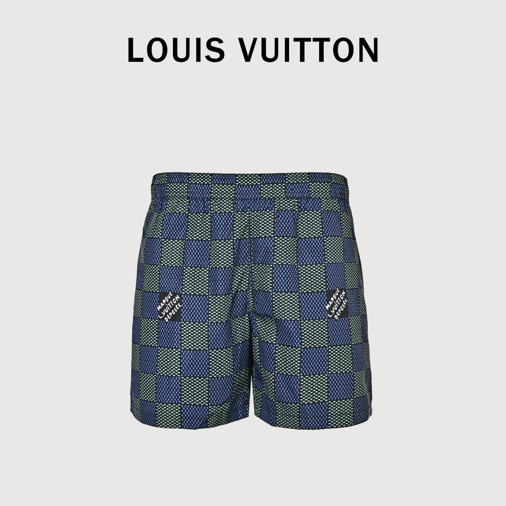 Louis Vuitton Damier Checkerboard Allover-Print Shorts Navy