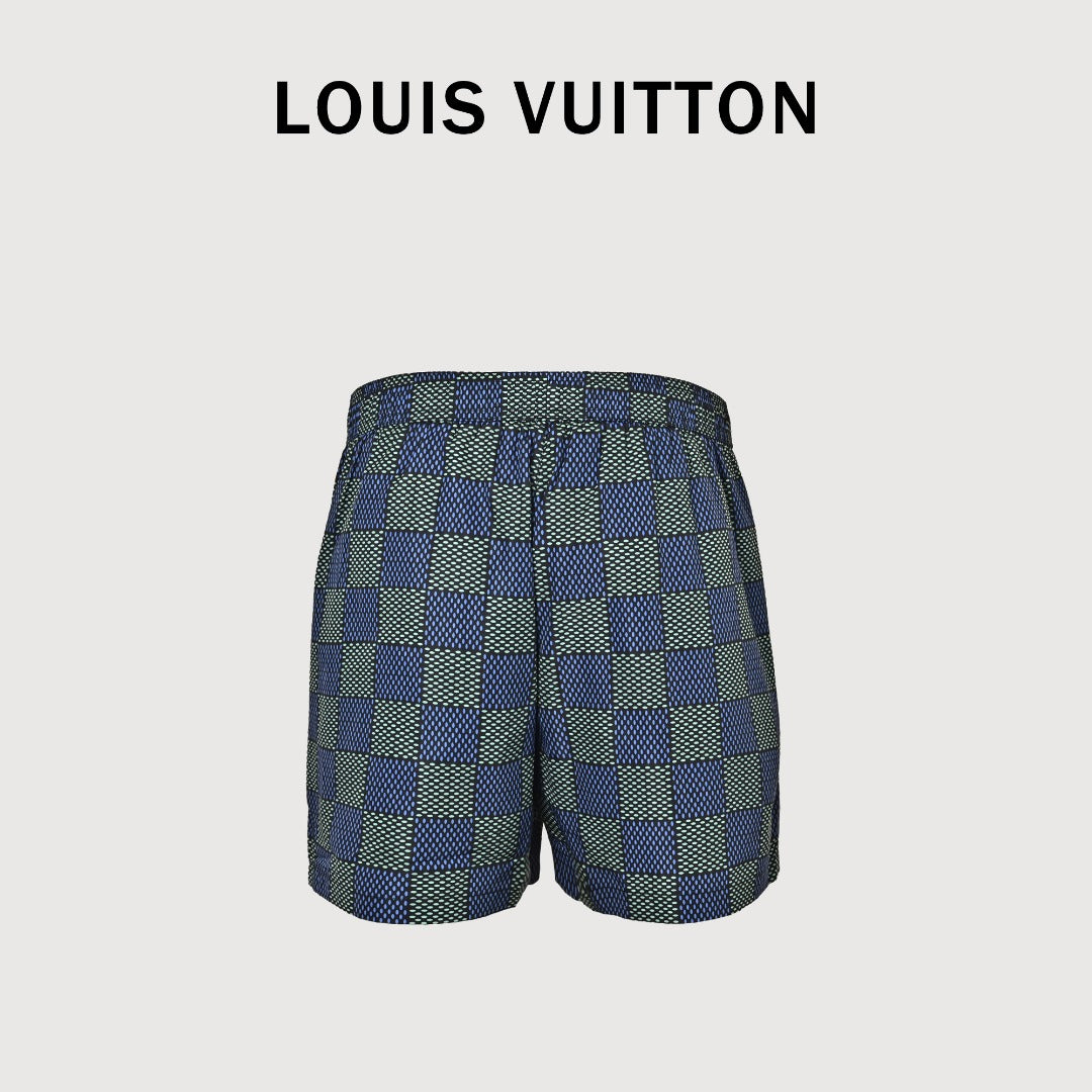 Louis Vuitton Damier Checkerboard Allover-Print Shorts Navy