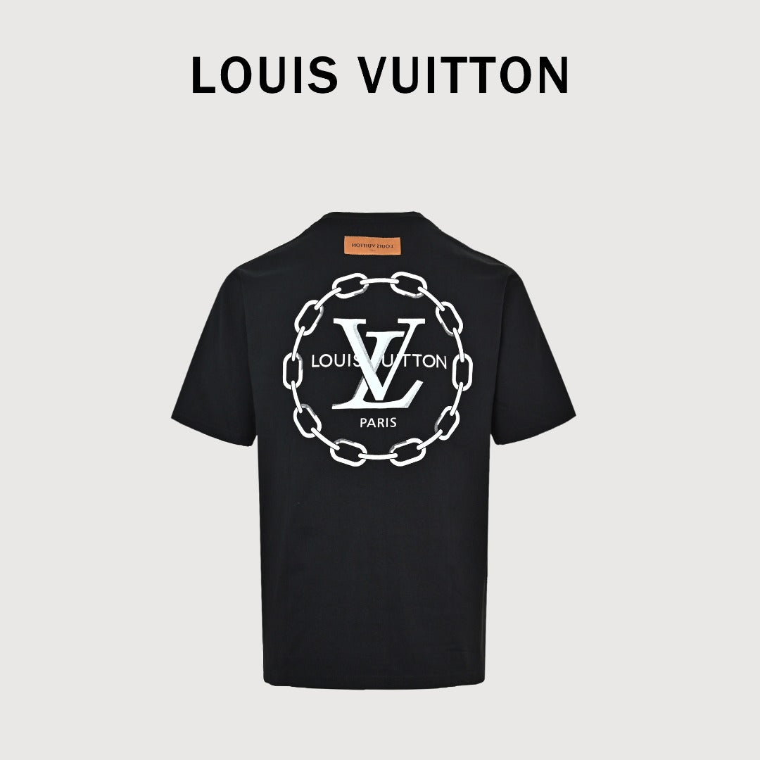 Louis Vuitton 26SS Chain Letter Logo Print Short-Sleeve T-Shirt Black