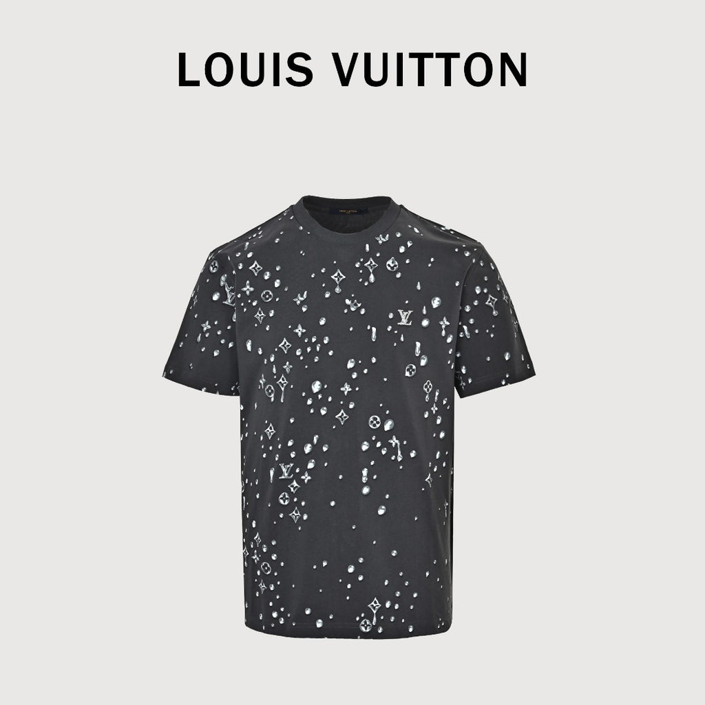Louis Vuitton 26SS Raindrop Monogram Letter Allover-Print Short-Sleeve T-Shirt Black