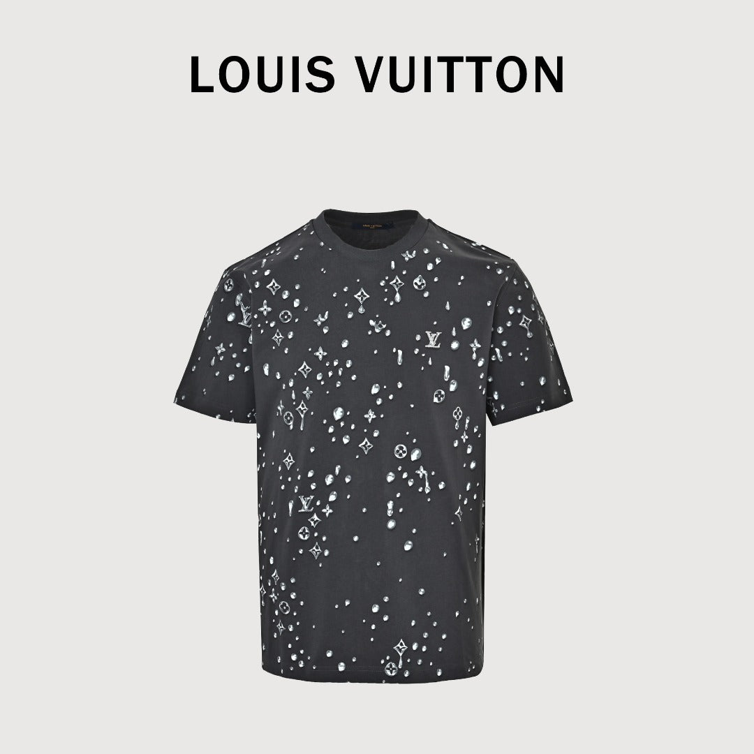 Louis Vuitton 26SS Raindrop Monogram Letter Allover-Print Short-Sleeve T-Shirt Black