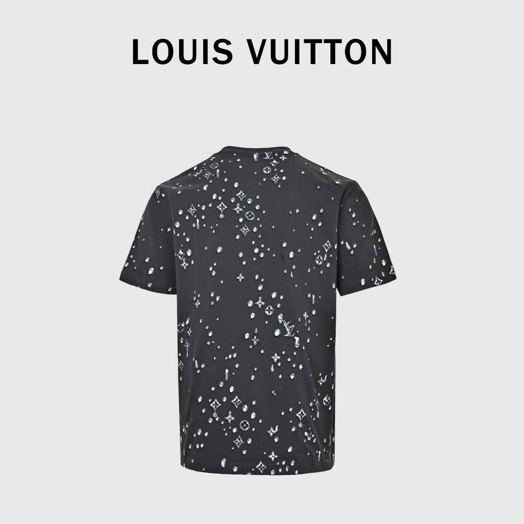 Louis Vuitton 26SS Raindrop Monogram Letter Allover-Print Short-Sleeve T-Shirt Black