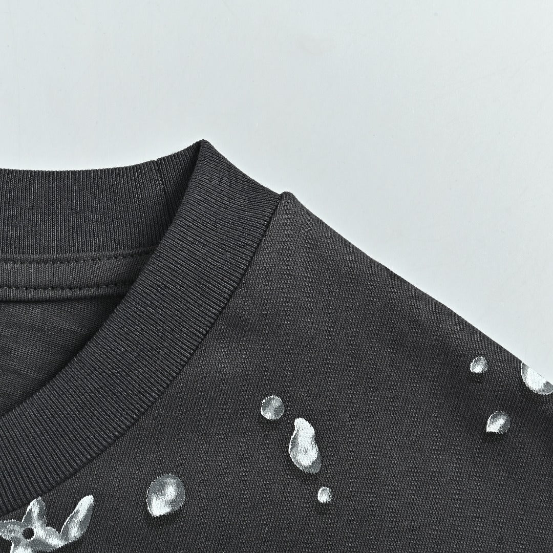 Louis Vuitton 26SS Raindrop Monogram Letter Allover-Print Short-Sleeve T-Shirt Black