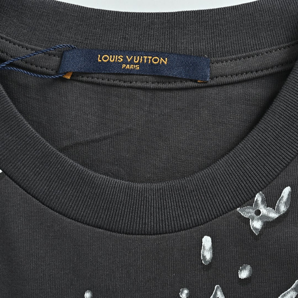 Louis Vuitton 26SS Raindrop Monogram Letter Allover-Print Short-Sleeve T-Shirt Black