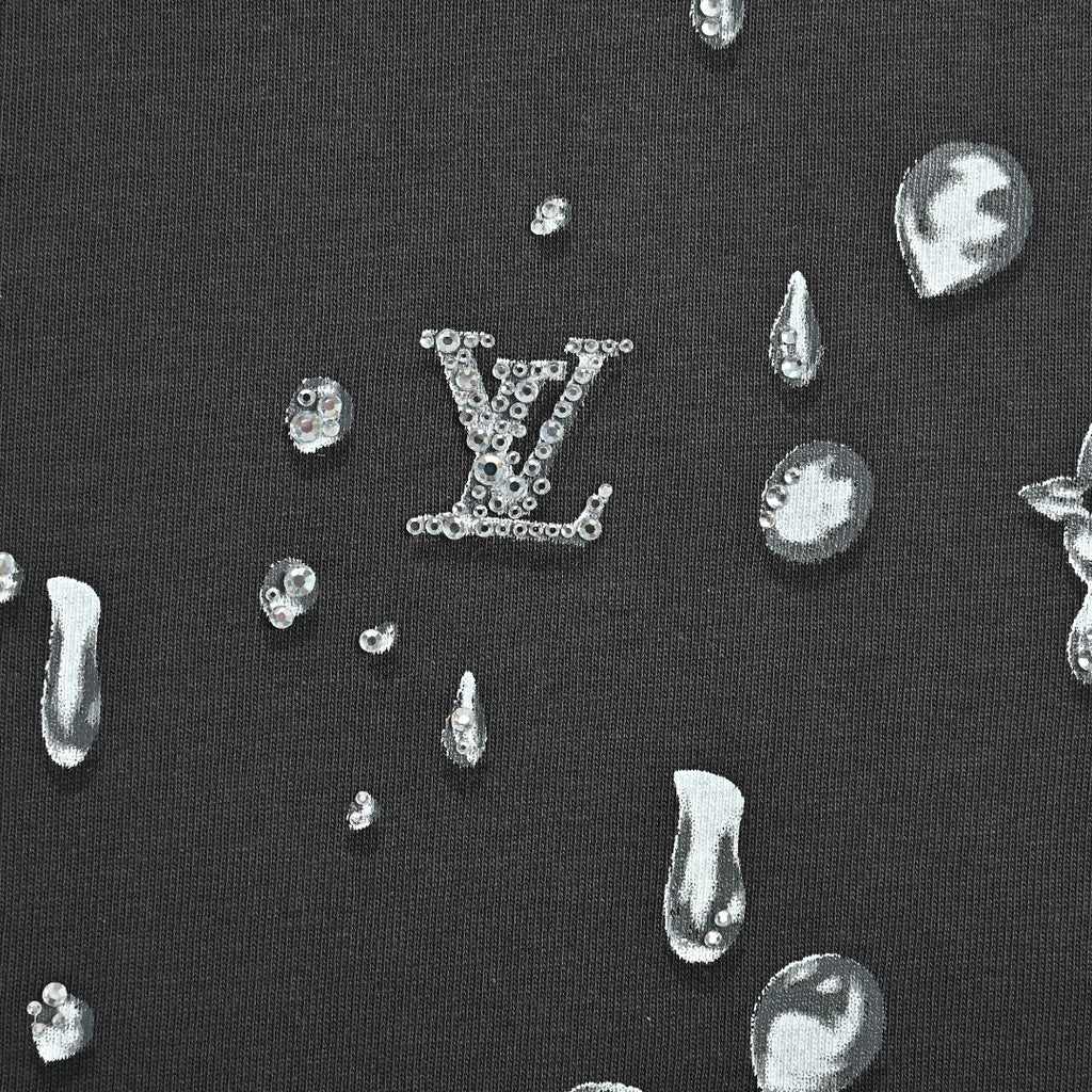 Louis Vuitton 26SS Raindrop Monogram Letter Allover-Print Short-Sleeve T-Shirt Black