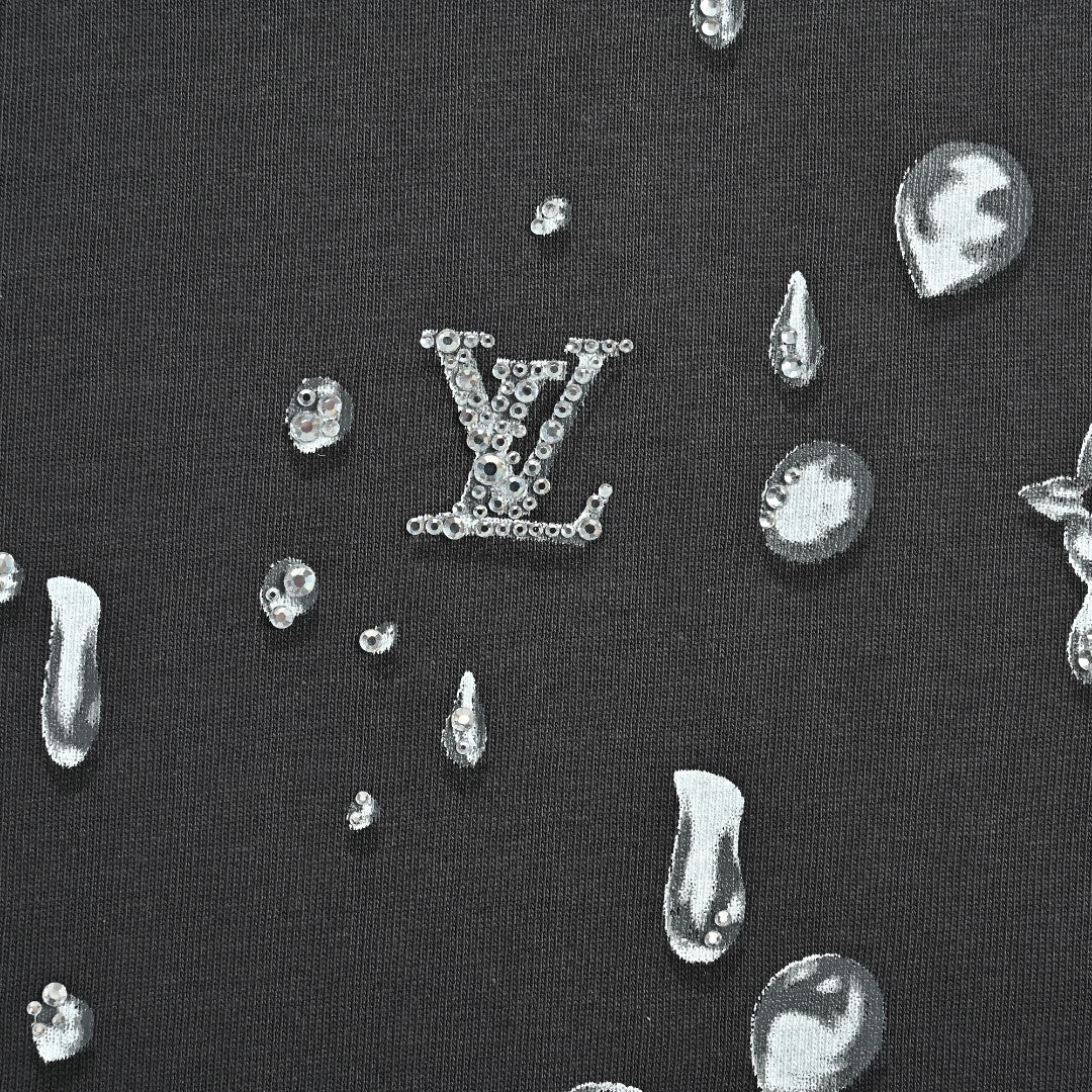 Louis Vuitton 26SS Raindrop Monogram Letter Allover-Print Short-Sleeve T-Shirt Black