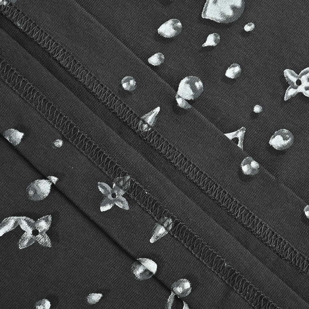 Louis Vuitton 26SS Raindrop Monogram Letter Allover-Print Short-Sleeve T-Shirt Black