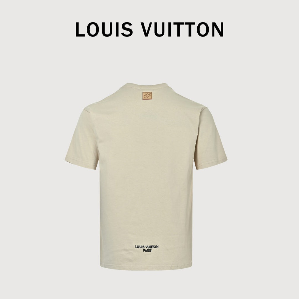 Louis Vuitton 26SS L.V.M. Embroidered Micro-Logo Letter Short-Sleeve T-Shirt Sand