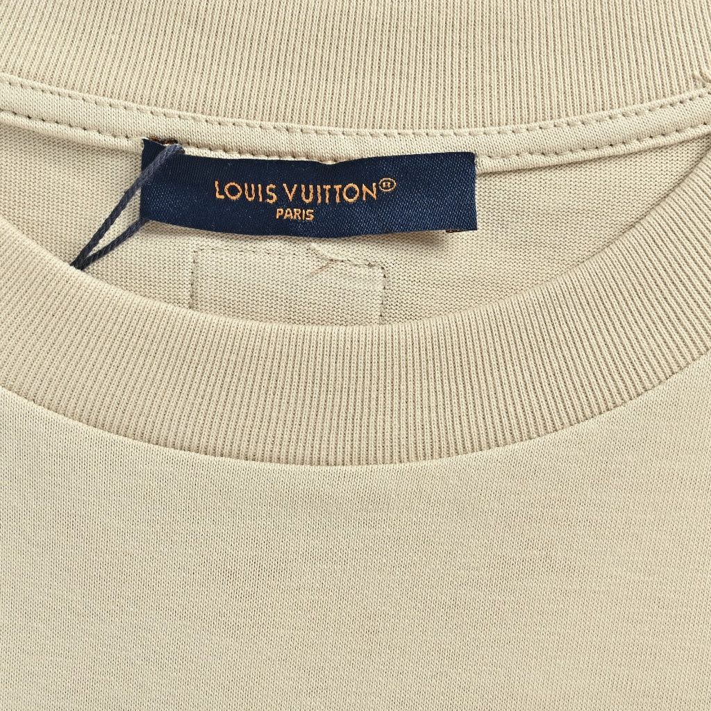 Louis Vuitton 26SS L.V.M. Embroidered Micro-Logo Letter Short-Sleeve T-Shirt Sand