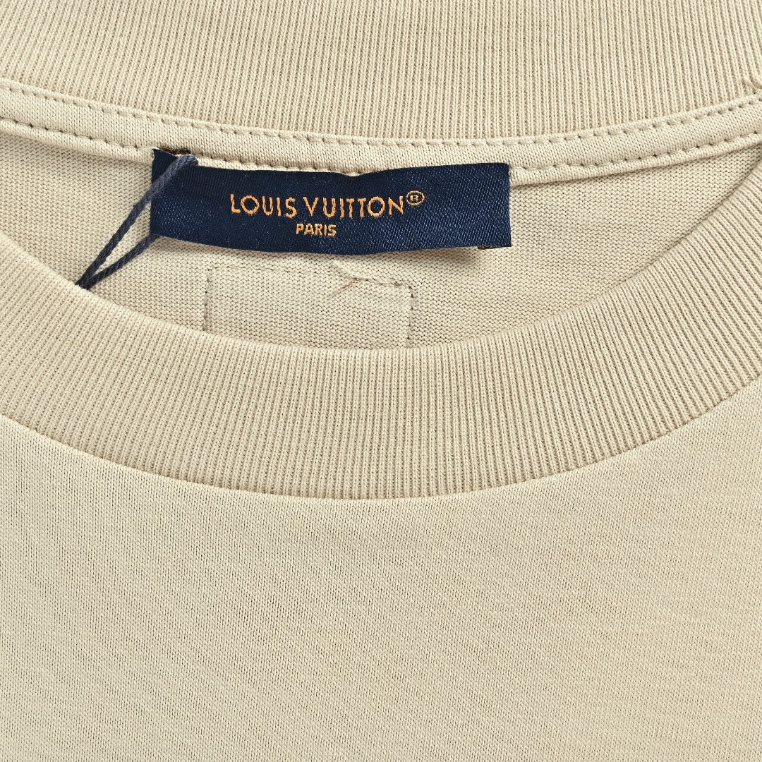 Louis Vuitton 26SS L.V.M. Embroidered Micro-Logo Letter Short-Sleeve T-Shirt Sand