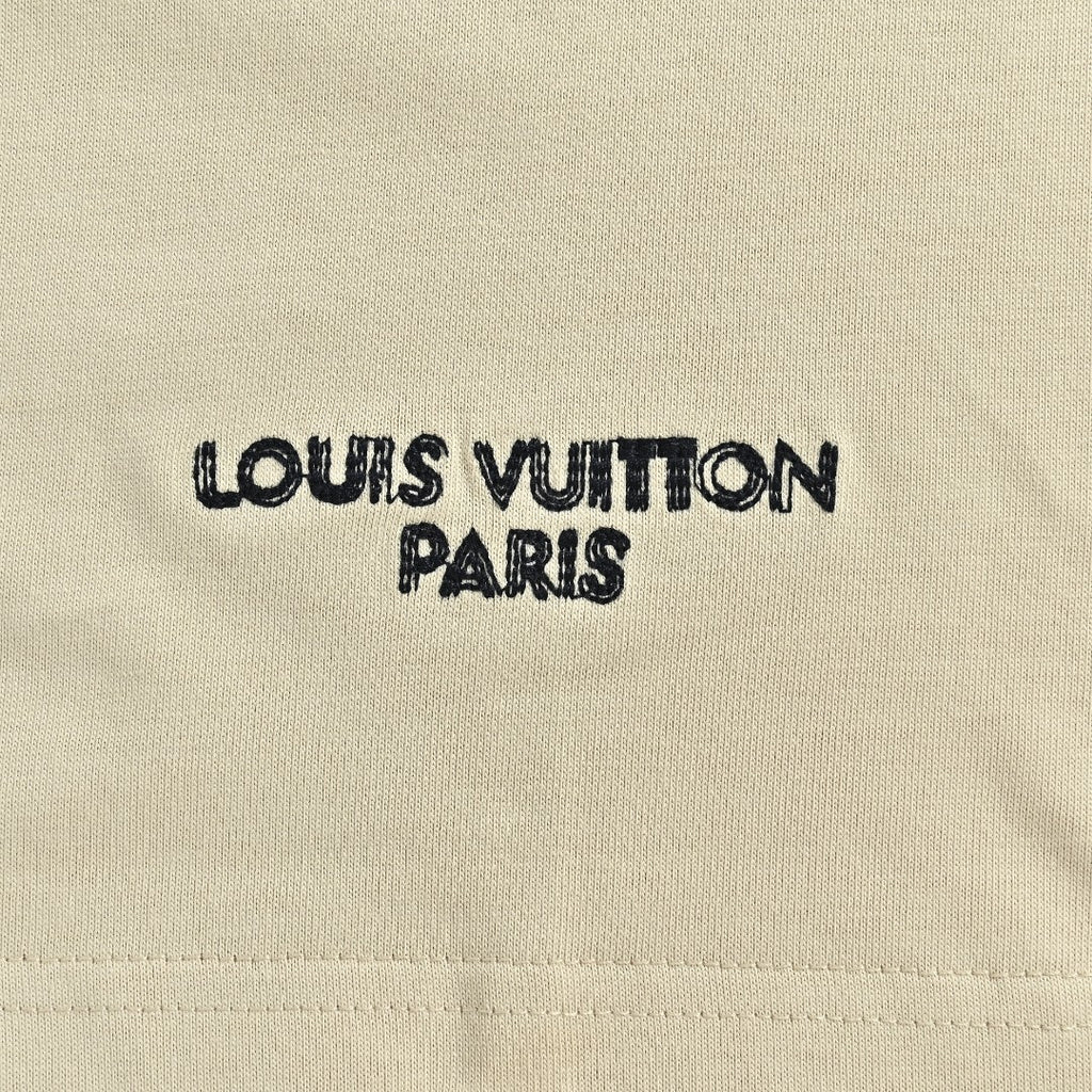Louis Vuitton 26SS L.V.M. Embroidered Micro-Logo Letter Short-Sleeve T-Shirt Sand