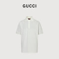 Gucci GG Embroidered Two-Tone Short-Sleeve Polo Shirt White