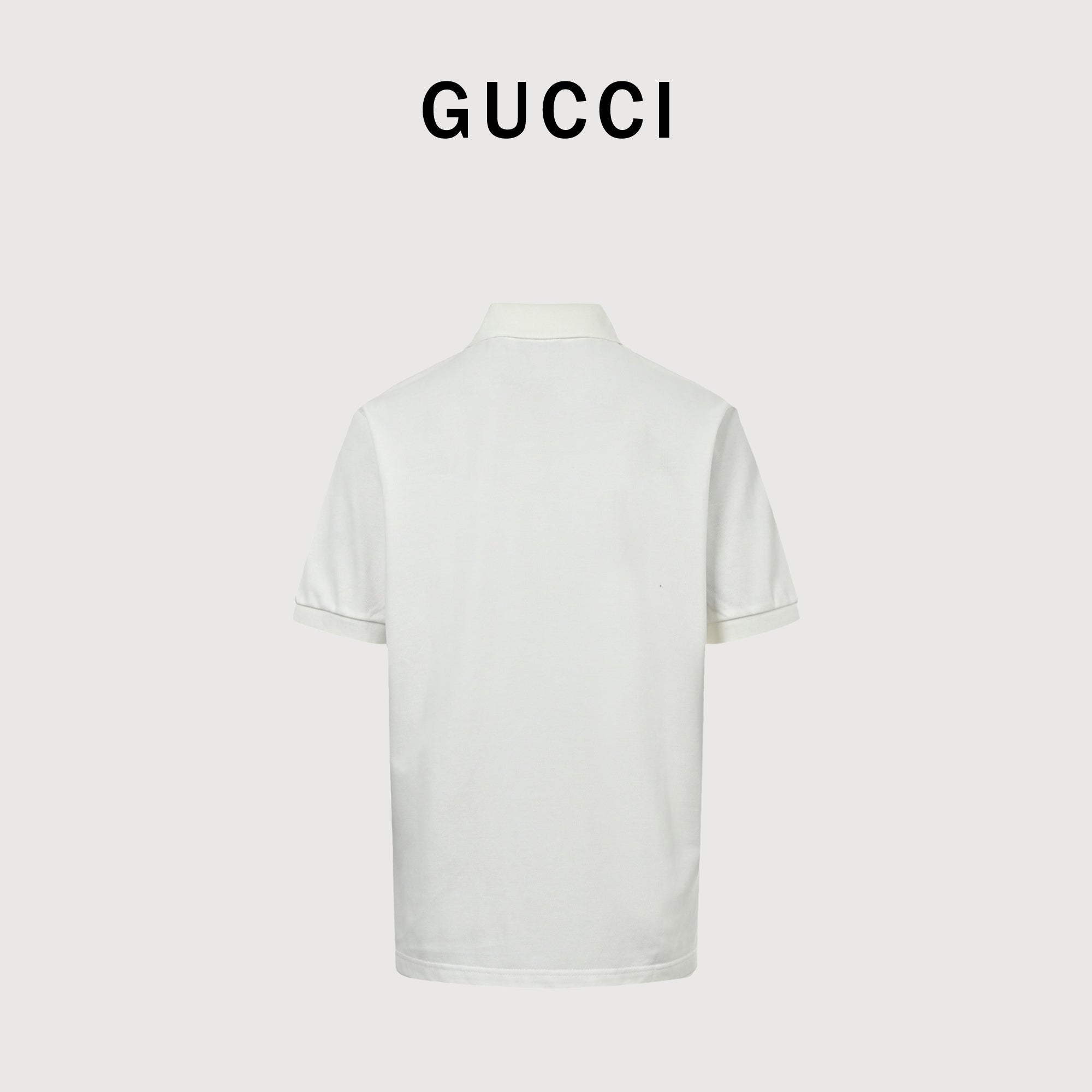 Gucci GG Embroidered Two-Tone Short-Sleeve Polo Shirt White