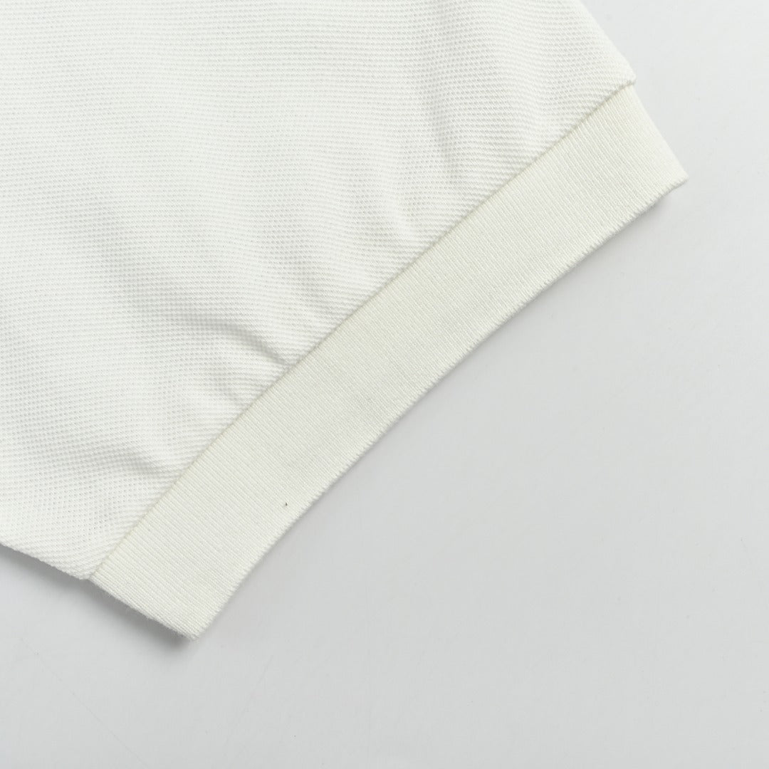 Gucci GG Embroidered Two-Tone Short-Sleeve Polo Shirt White