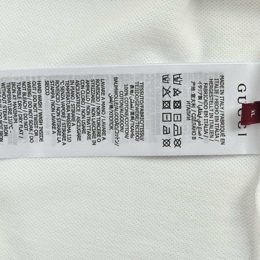 Gucci GG Embroidered Two-Tone Short-Sleeve Polo Shirt White