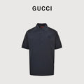 Gucci GG Embroidered Two-Tone Short-Sleeve Polo Shirt Black