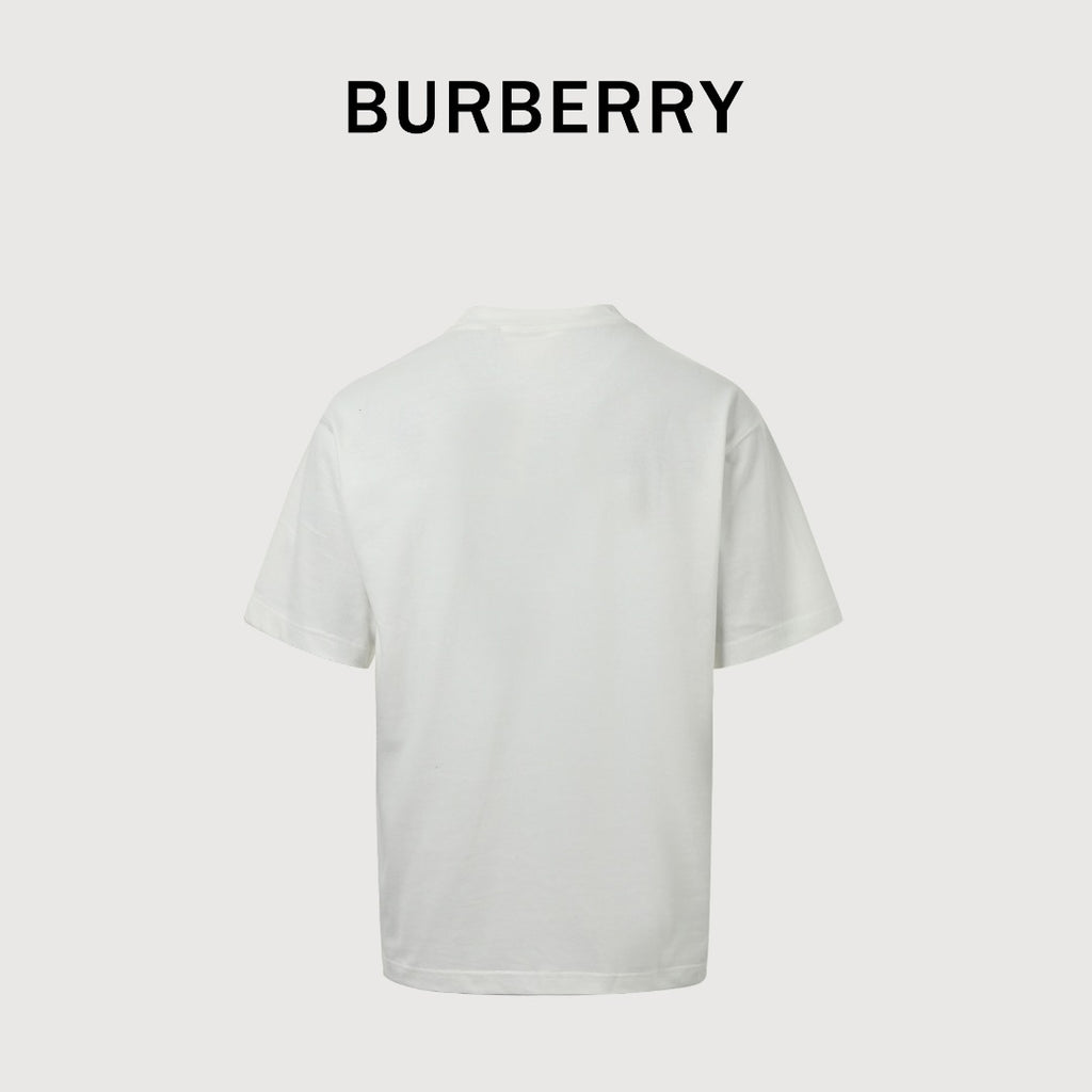 Burberry BBR Equestrian Knight Gold Embroidered Short-Sleeve T-Shirt White