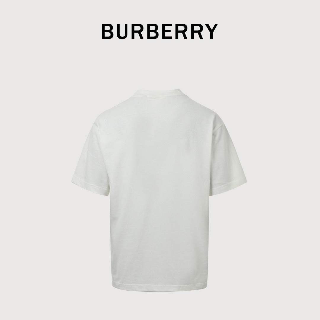 Burberry BBR Equestrian Knight Gold Embroidered Short-Sleeve T-Shirt White