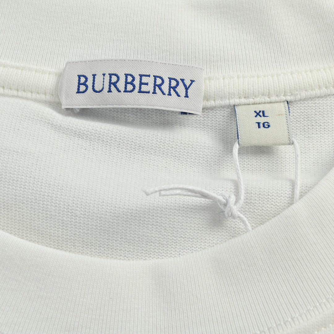 Burberry BBR Equestrian Knight Gold Embroidered Short-Sleeve T-Shirt White