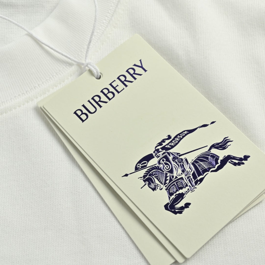 Burberry BBR Equestrian Knight Gold Embroidered Short-Sleeve T-Shirt White