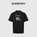 Burberry BBR Equestrian Knight Gold Embroidered Short-Sleeve T-Shirt Black