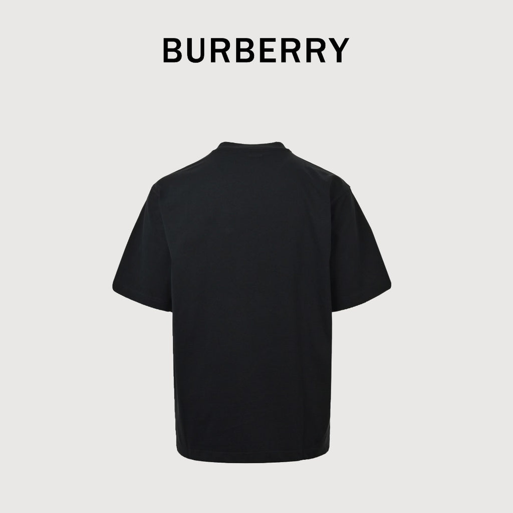 Burberry BBR Equestrian Knight Gold Embroidered Short-Sleeve T-Shirt Black