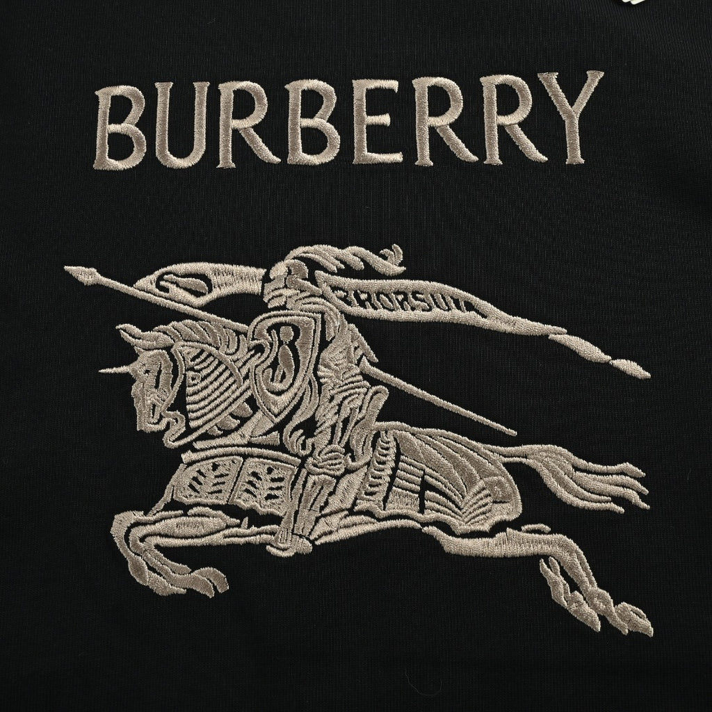 Burberry BBR Equestrian Knight Gold Embroidered Short-Sleeve T-Shirt Black