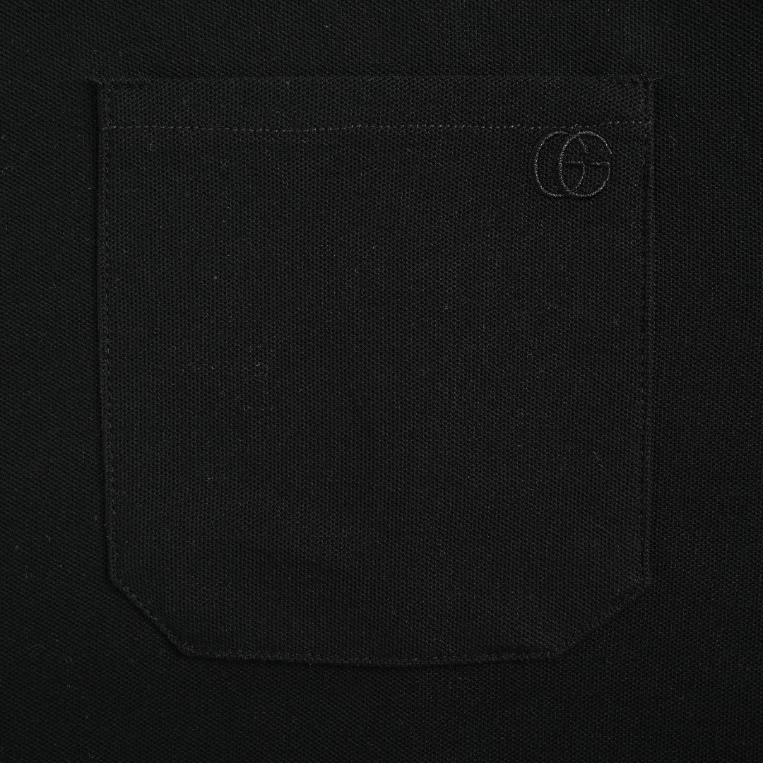 Gucci 25SS Classic Red-Green Web Double G Shadow Jacquard Embroidered Short-Sleeve Polo Shirt Black