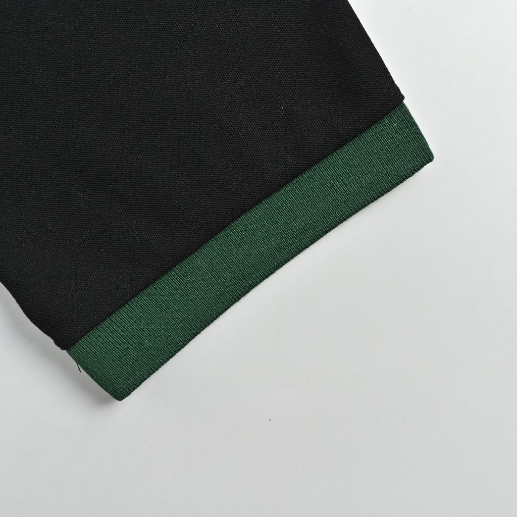 Gucci 25SS Classic Red-Green Web Double G Shadow Jacquard Embroidered Short-Sleeve Polo Shirt Black