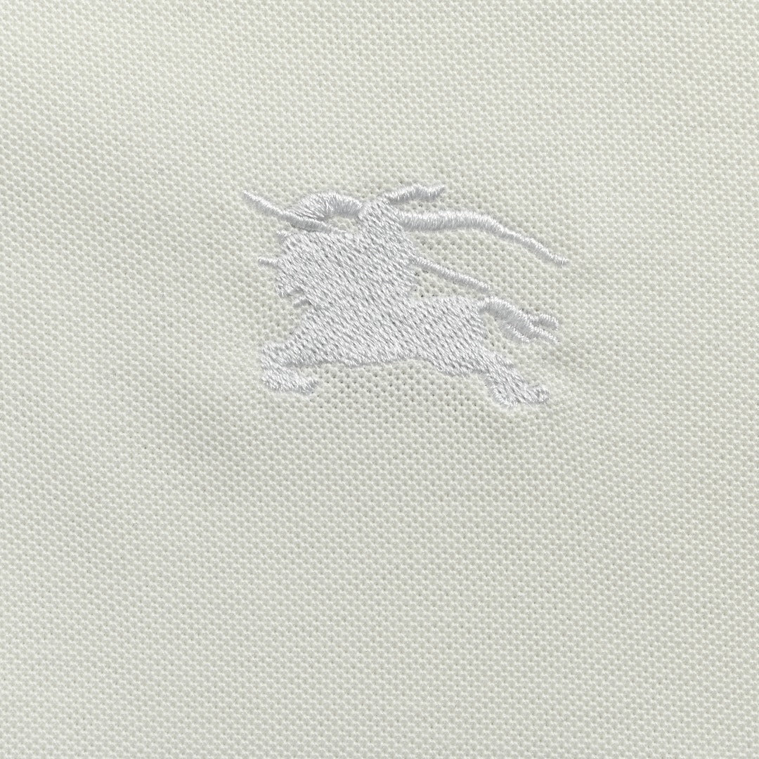 Burberry BBR Logo Collar Rib Contrast Equestrian Knight Embroidered Short-Sleeve Polo Shirt White