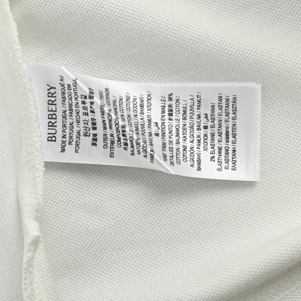 Burberry BBR Logo Collar Rib Contrast Equestrian Knight Embroidered Short-Sleeve Polo Shirt White